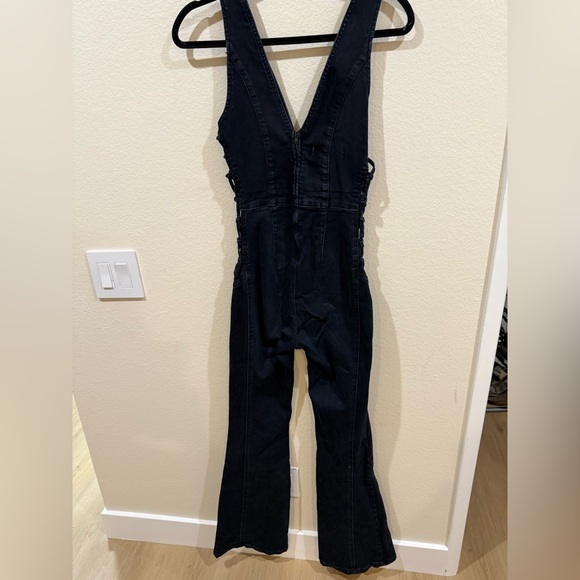 Free People Geanie Lace Up Jumpsuit in Black - Picture 9 of 11